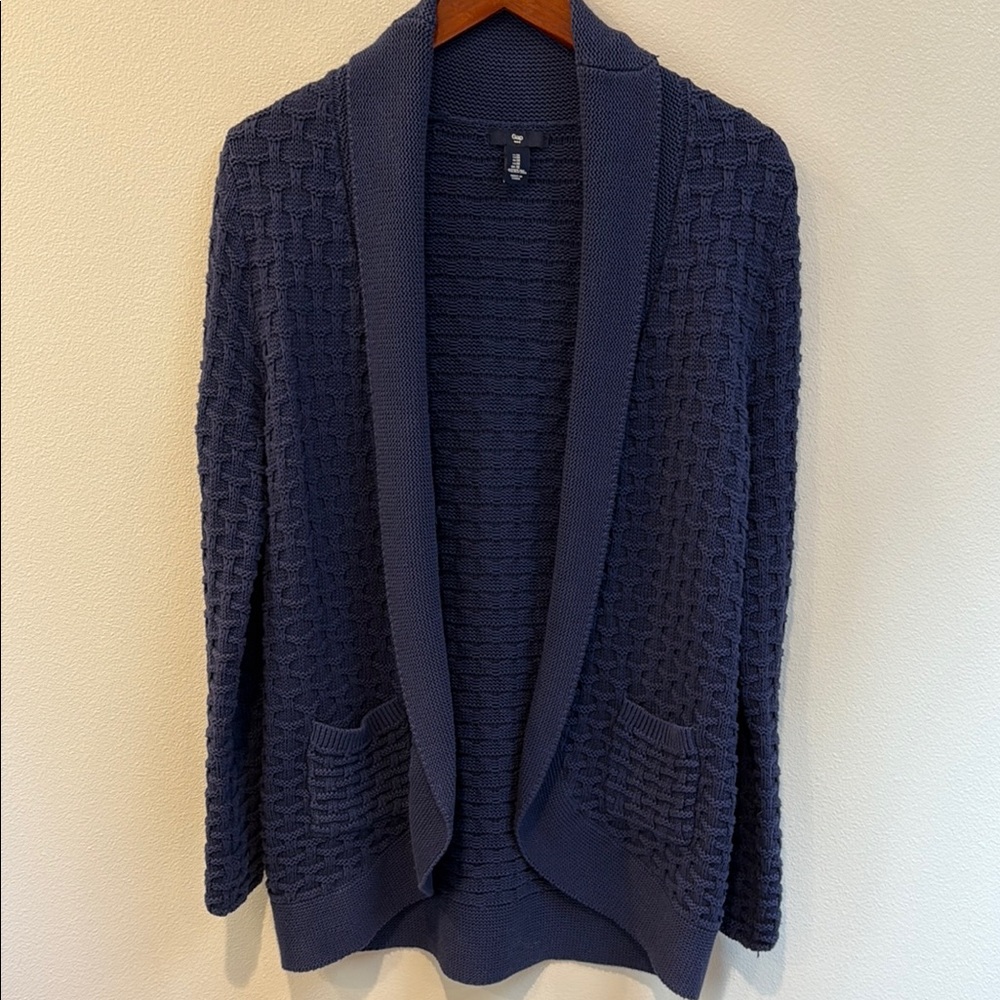 GAP Blue Cardigan Sweater with Shawl Collar